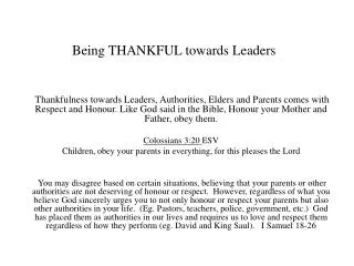 Being THANKFUL towards Leaders