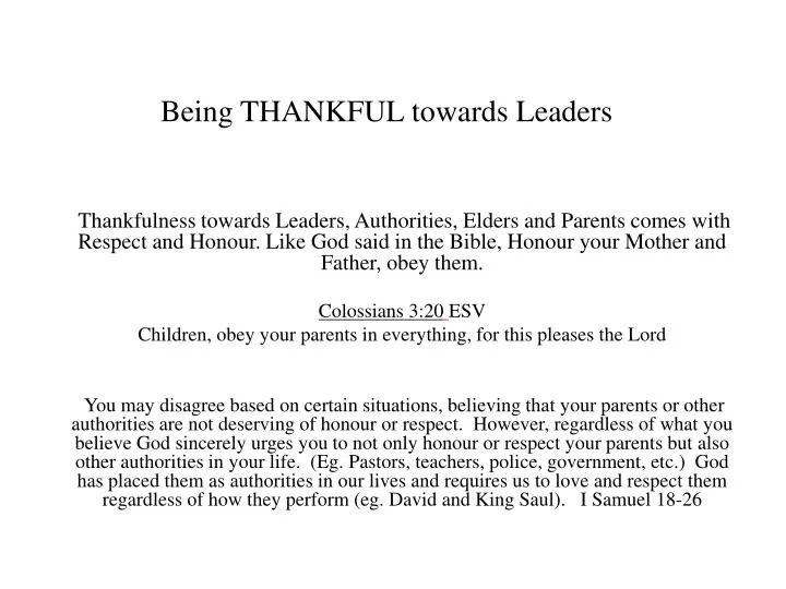 being thankful towards leaders
