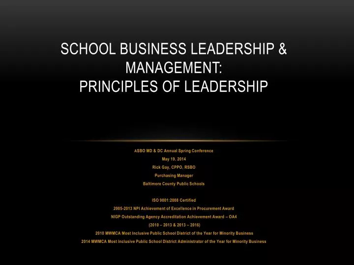 school business leadership management principles of leadership