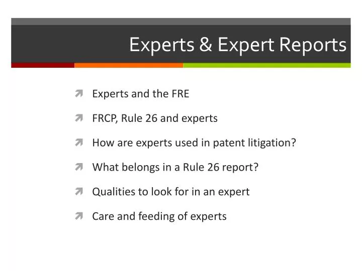 experts expert reports