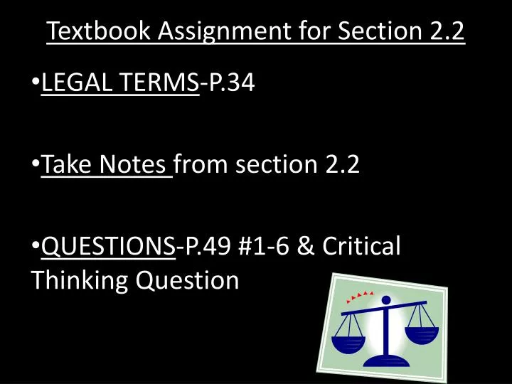 textbook assignment for section 2 2