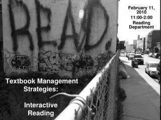 Textbook Management Strategies: Interactive Reading