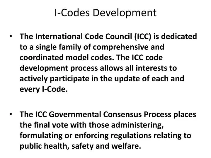 i codes development