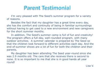 Parent Testimonial