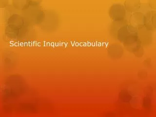 Scientific Inquiry Vocabulary