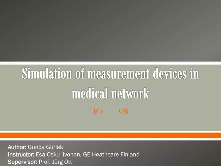 simulation of measurement devices in medical network