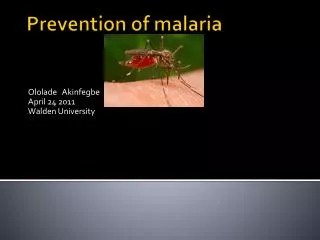 Prevention of malaria