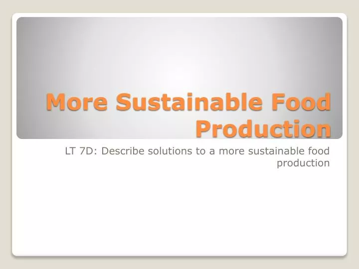 more sustainable food production
