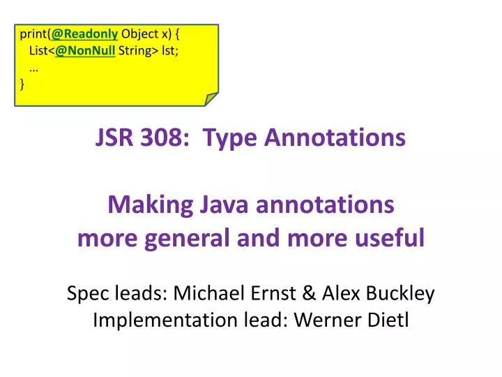 jsr 308 type annotations making java annotations more general and more useful