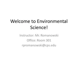 Welcome to Environmental Science!