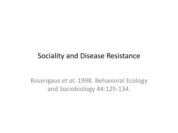 sociality and disease resistance