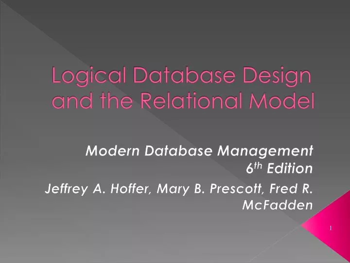 logical database design and the relational model