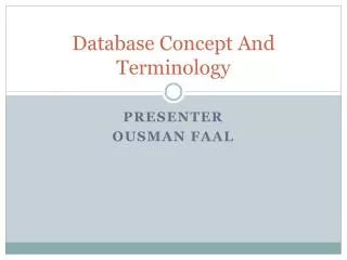 Database Concept And Terminology