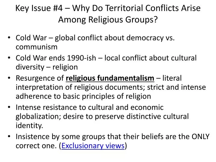 key issue 4 why do territorial conflicts arise among religious groups