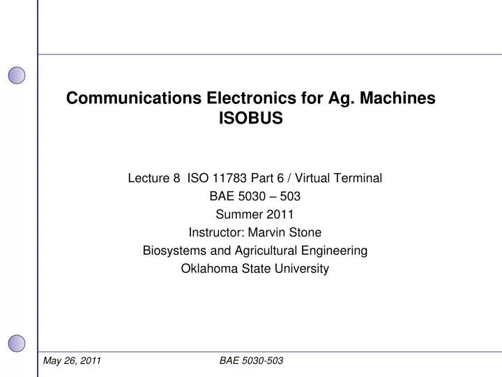 communications electronics for ag machines isobus