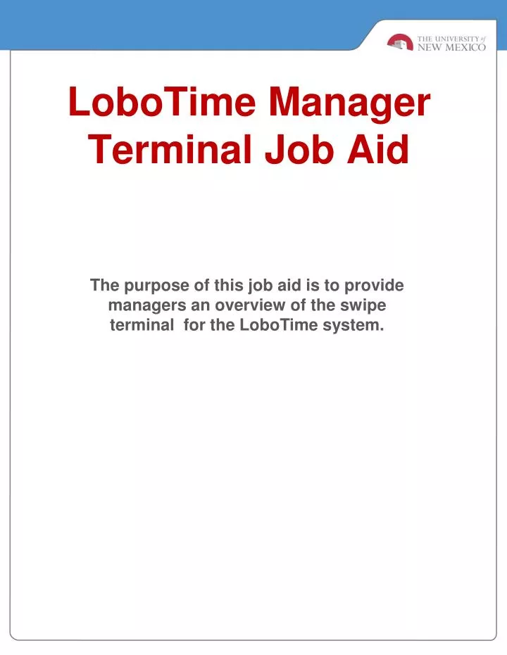 lobotime manager terminal job aid
