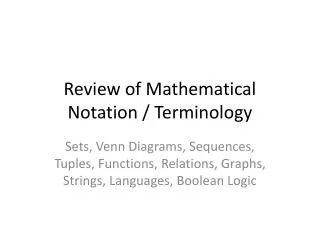 Review of Mathematical Notation / Terminology