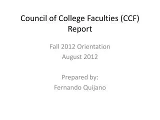Council of College Faculties (CCF) Report