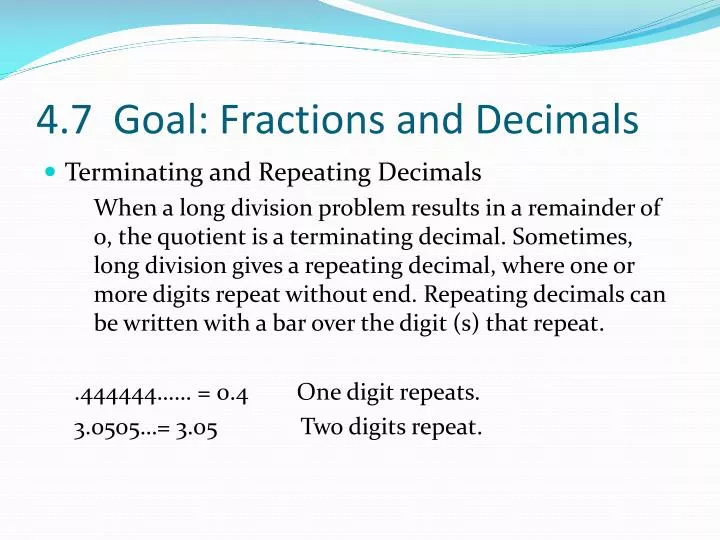 4 7 goal fractions and decimals