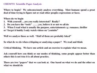 CHEM751 Scientific Paper Analysis