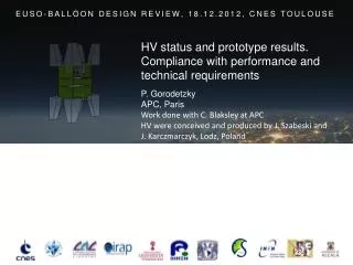 EUSO-BALLOON DESIGN REVIEW, 18.12.2012, CNES TOULOUSE