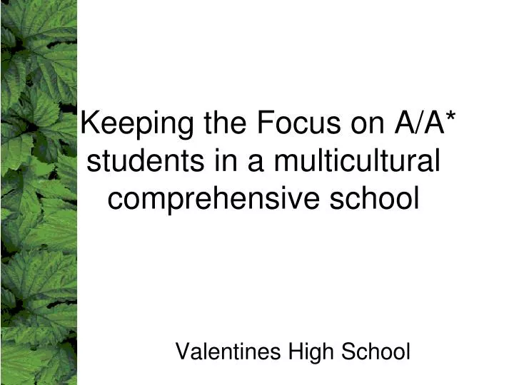 keeping the focus on a a students in a multicultural comprehensive school