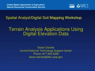 Spatial Analyst/Digital Soil Mapping Workshop