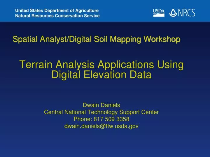 spatial analyst digital soil mapping workshop