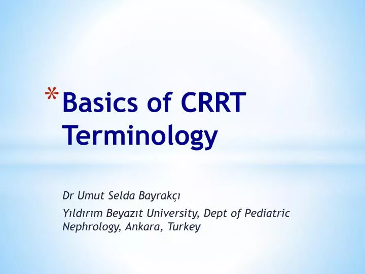 basics of crrt terminology