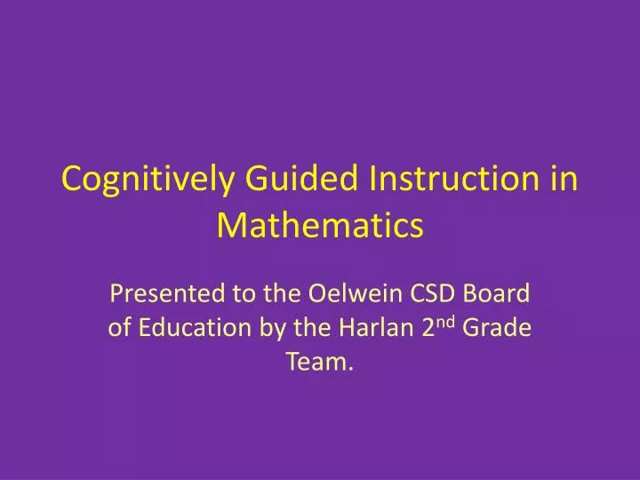 cognitively guided instruction in mathematics