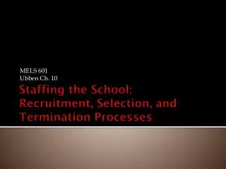 Staffing the School: Recruitment, Selection, and Termination Processes