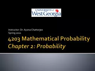 4203 Mathematical Probability Chapter 2: Probability