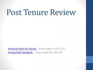 Post Tenure Review