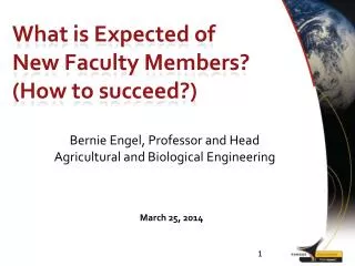 What is Expected of New Faculty Members? (How to succeed?)