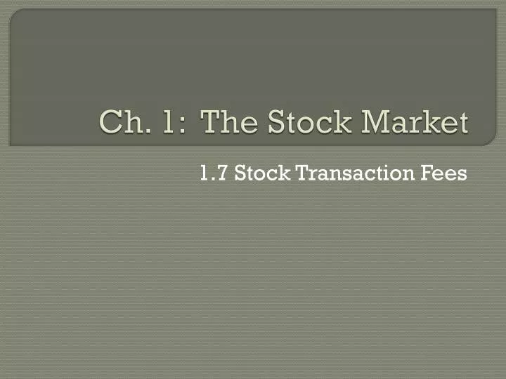 ch 1 the stock market