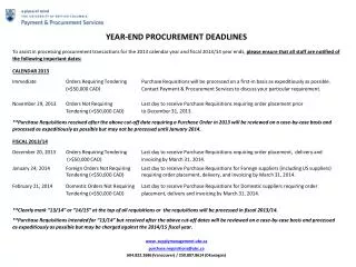 YEAR-END PROCUREMENT DEADLINES