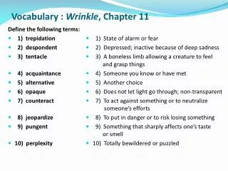 Vocabulary : Wrinkle , Chapter 11