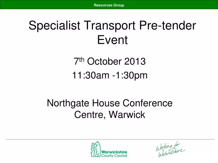 specialist transport pre tender event