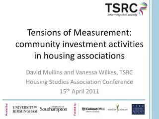 Tensions of Measurement: community investment activities in housing associations