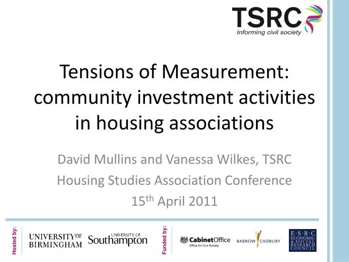 tensions of measurement community investment activities in housing associations