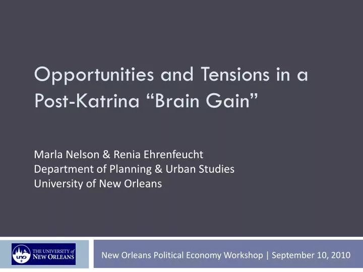 opportunities and tensions in a post katrina brain gain
