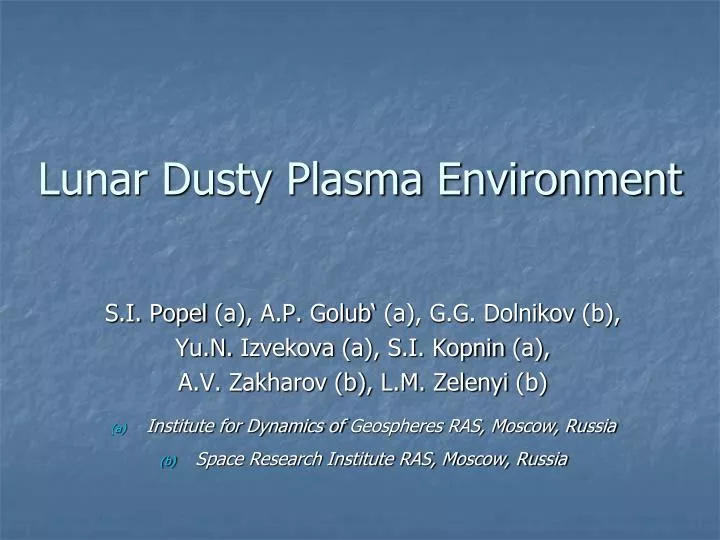 lunar dusty plasma environment