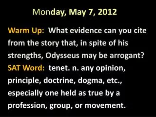 mon day may 7 2012