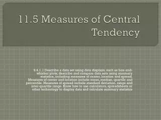 11.5 Measures of Central Tendency