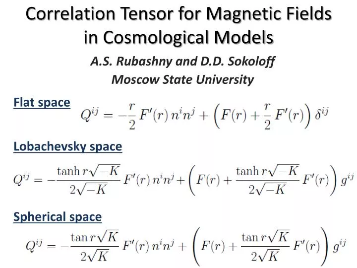 correlation tensor for magnetic fields in cosmological models