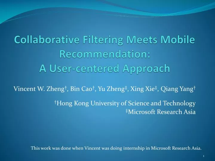 collaborative filtering meets mobile recommendation a user centered approach
