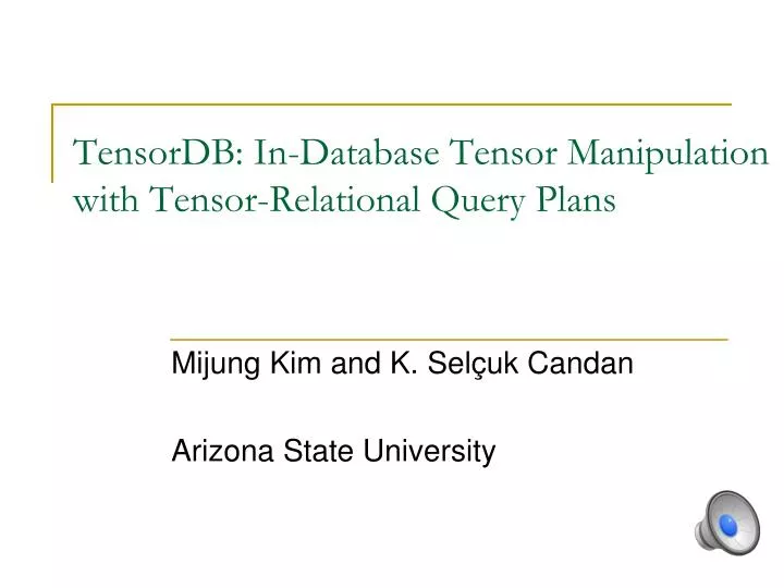 tensordb in database tensor manipulation with tensor relational query plans