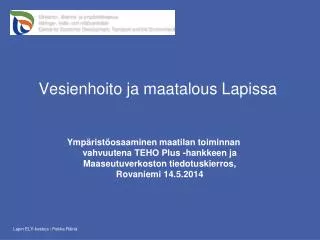 vesienhoito ja maatalous lapissa