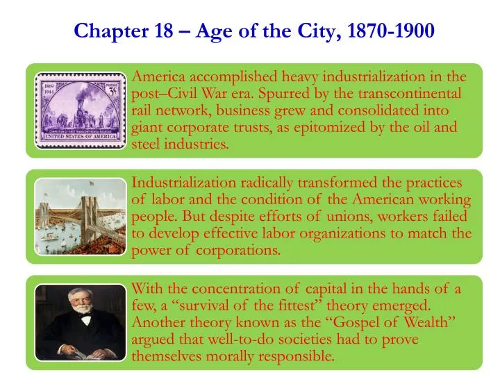 chapter 18 age of th e city 1870 1900