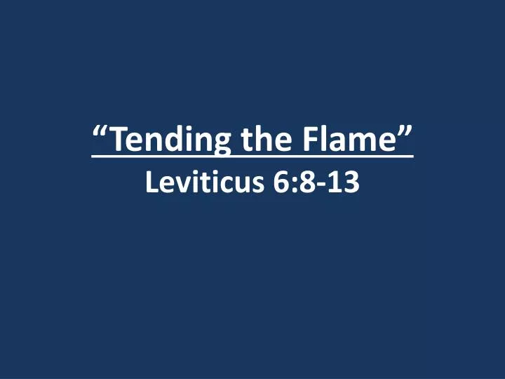 tending the flame leviticus 6 8 13
